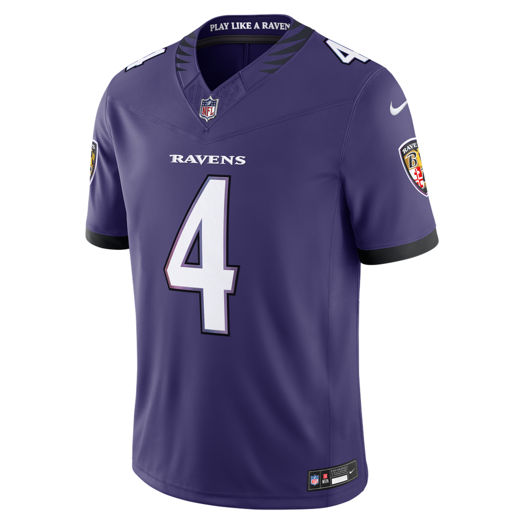 Zay Flowers Baltimore Ravens Nike Vapor F.U.S.E. Stitched Limited Jersey - Purple