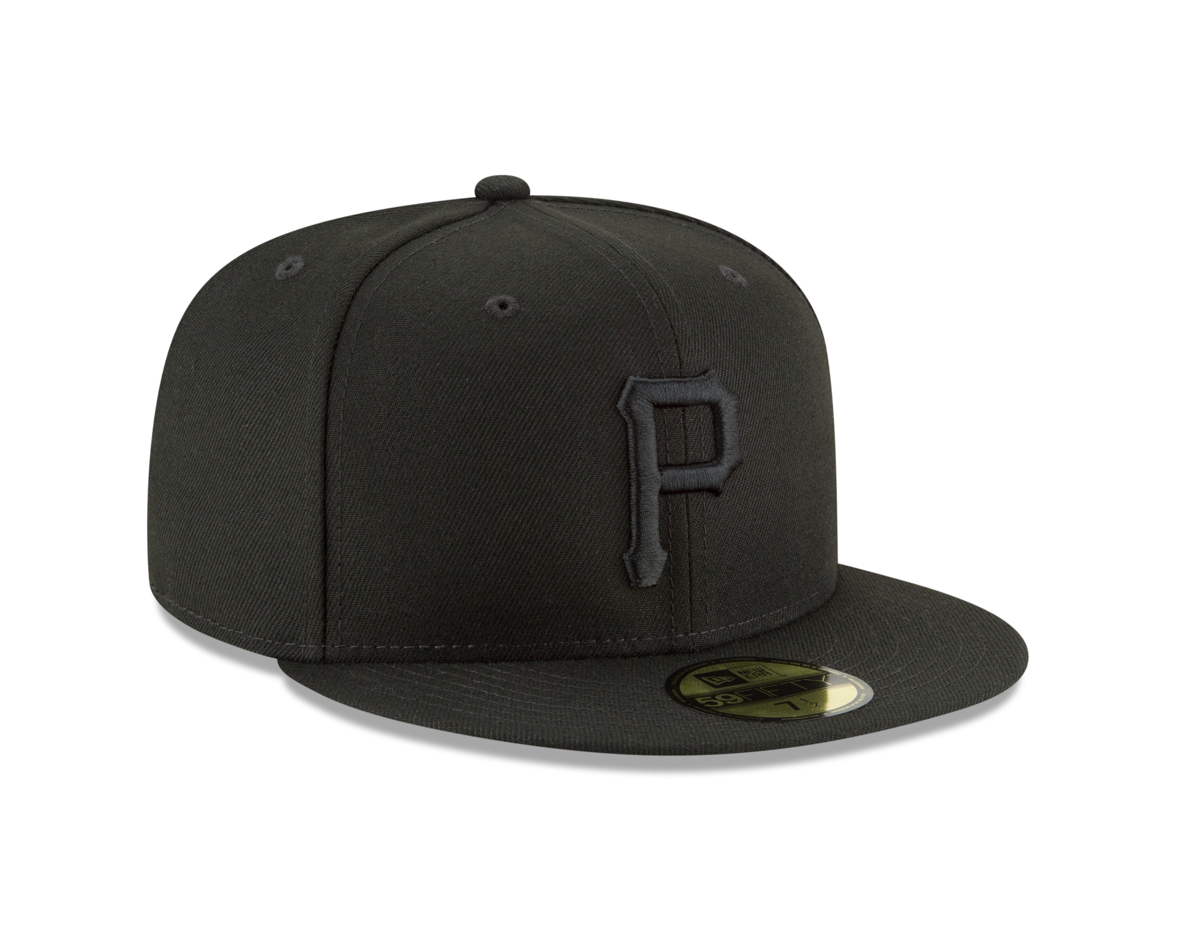 Men s Pittsburgh Pirates New Era Black Tonal 59FIFTY Fitted Hat Official Team Hat Sports Fan Cap Official NFL Team Hat Football Fan Cap