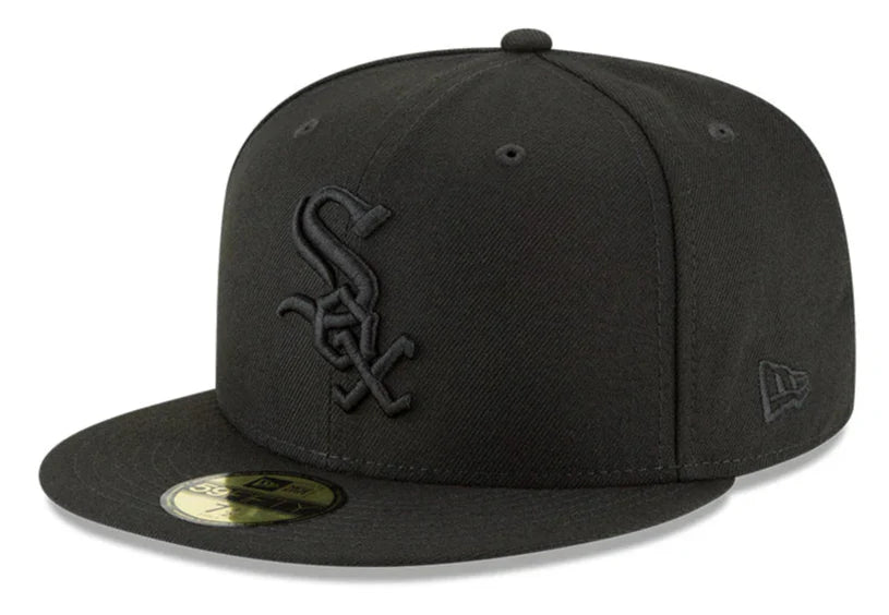 Men s Chicago White Sox New Era Tonal Black On Black 59FIFTY Fitted Hat Official Team Hat Sports Fan Cap Official NFL Team Hat Football Fan Cap