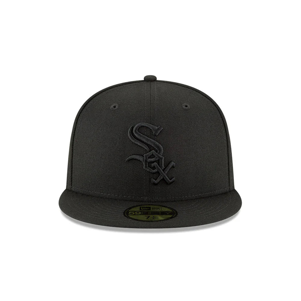Men s Chicago White Sox New Era Tonal Black On Black 59FIFTY Fitted Hat Official Team Hat Sports Fan Cap Official NFL Team Hat Football Fan Cap