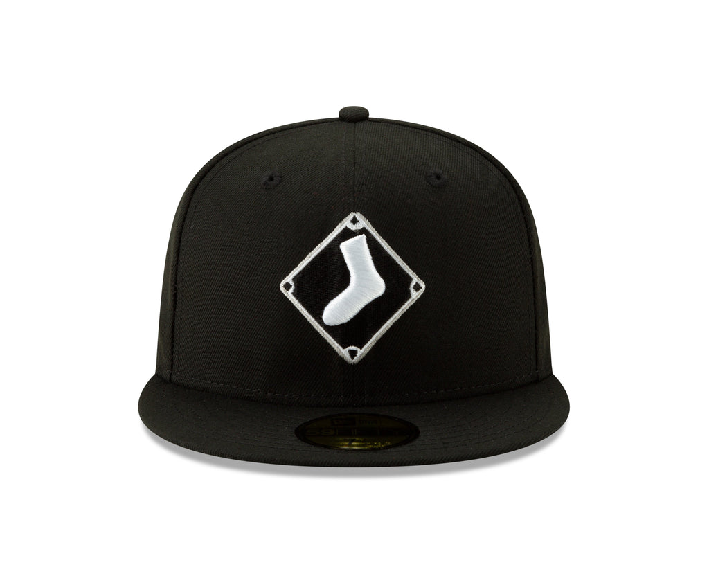 Chicago White Sox New Era Diamond Alternate Logo 59FIFTY Fitted Hat - Black Official Team Hat Sports Fan Cap Official NFL Team Hat Football Fan Cap