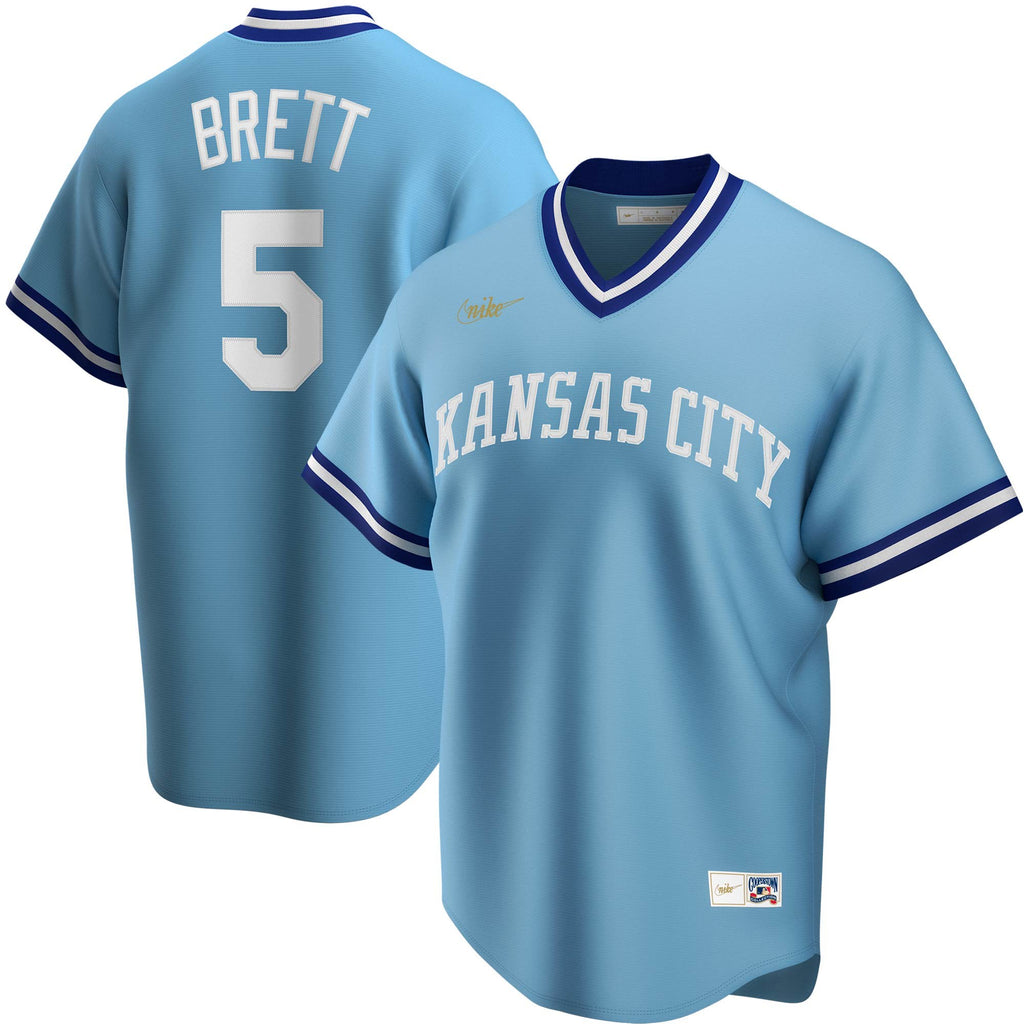 Men s Kansas City Royals George Brett Nike Light Blue Road Cooperstown Collection Team Jersey Official Team Jersey Sports Fan Apparel Official NFL