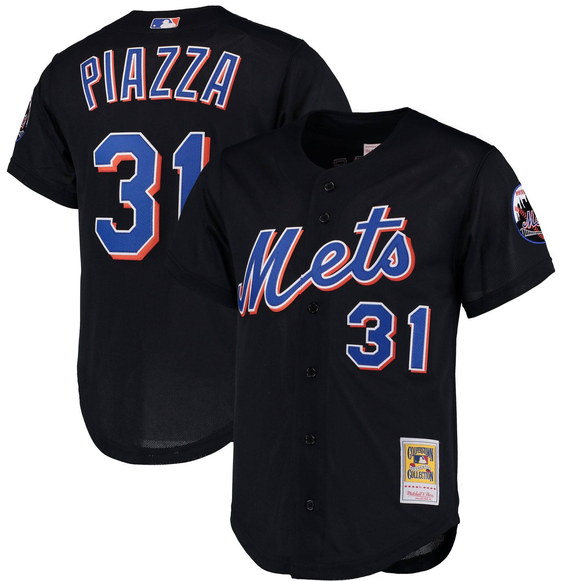 Men s New York Mets Mike Piazza Mitchell And Ness Black Cooperstown Collection Mesh Batting Practice Jersey Official Team Jersey Sports Fan Apparel
