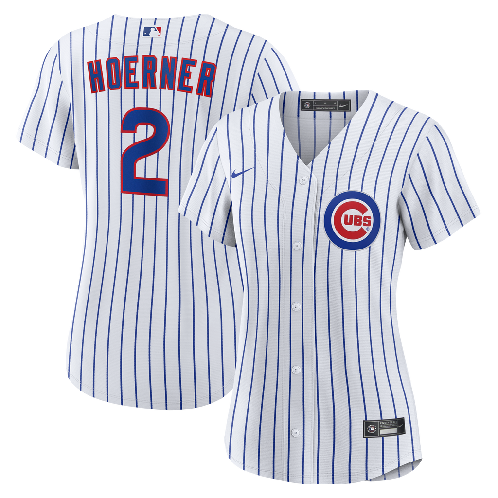 Women s Nico Hoerner Chicago Cubs Nike White Home Replica Team Jersey Official Team Jersey Sports Fan Apparel Official NFL Team Jersey Football Fan