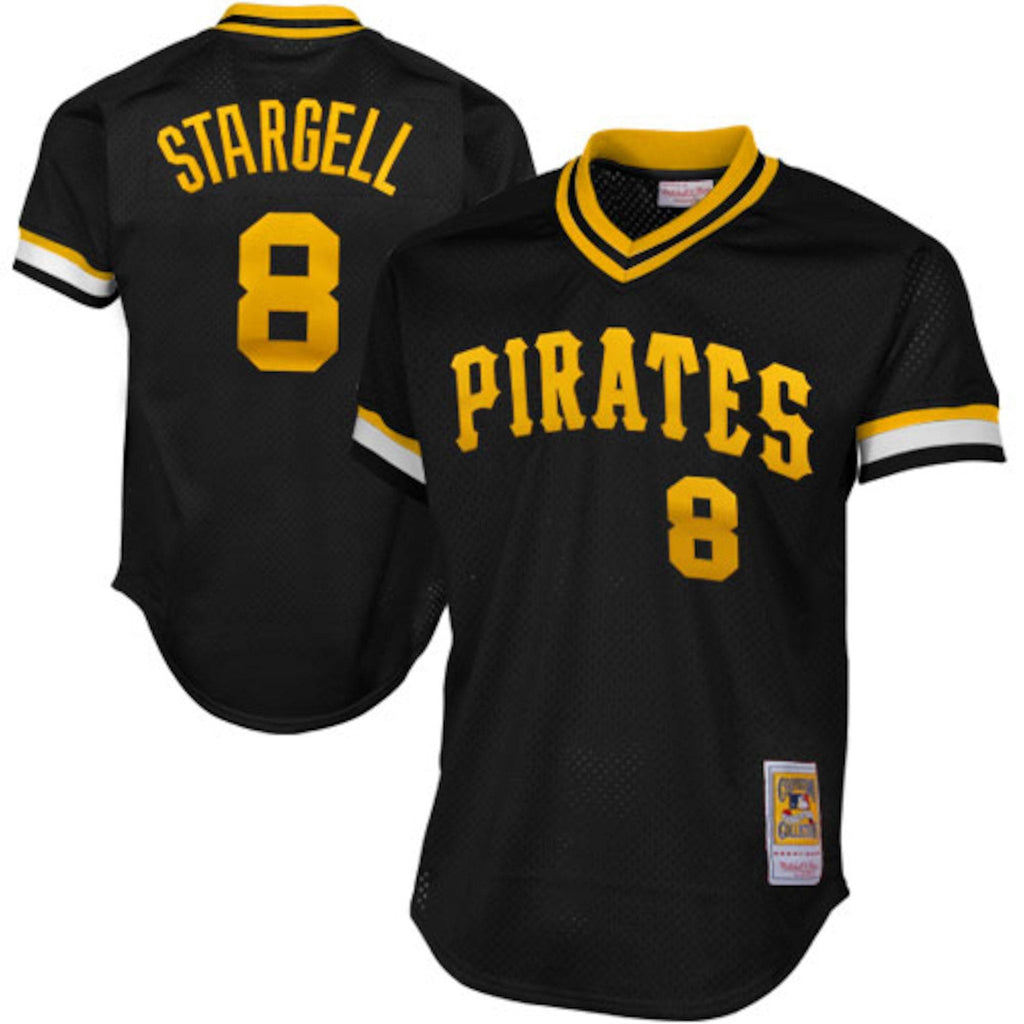 Men s Pittsburgh Pirates Willie Stargell Mitchell And Ness Black 1982 Authentic Cooperstown Collection Mesh Batting Practice Jersey Official Team