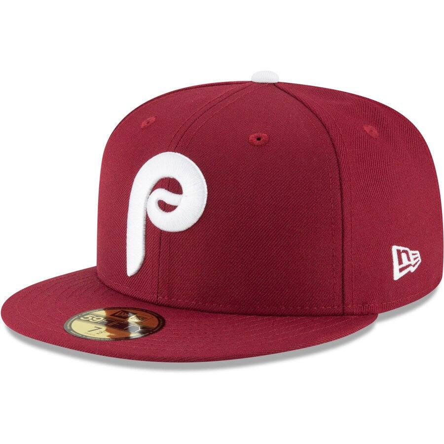 Men s Philadelphia Phillies New Era Maroon Cooperstown Collection Wool 59FIFTY Fitted Hat Official Team Hat Sports Fan Cap Official NFL Team Hat