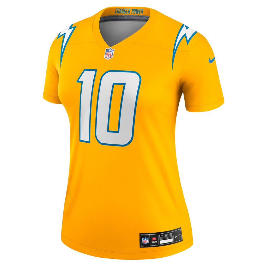 Justin Herbert Los Angeles Chargers Nike Women's Alternate Charger Power Legend Player Performance Top - Gold