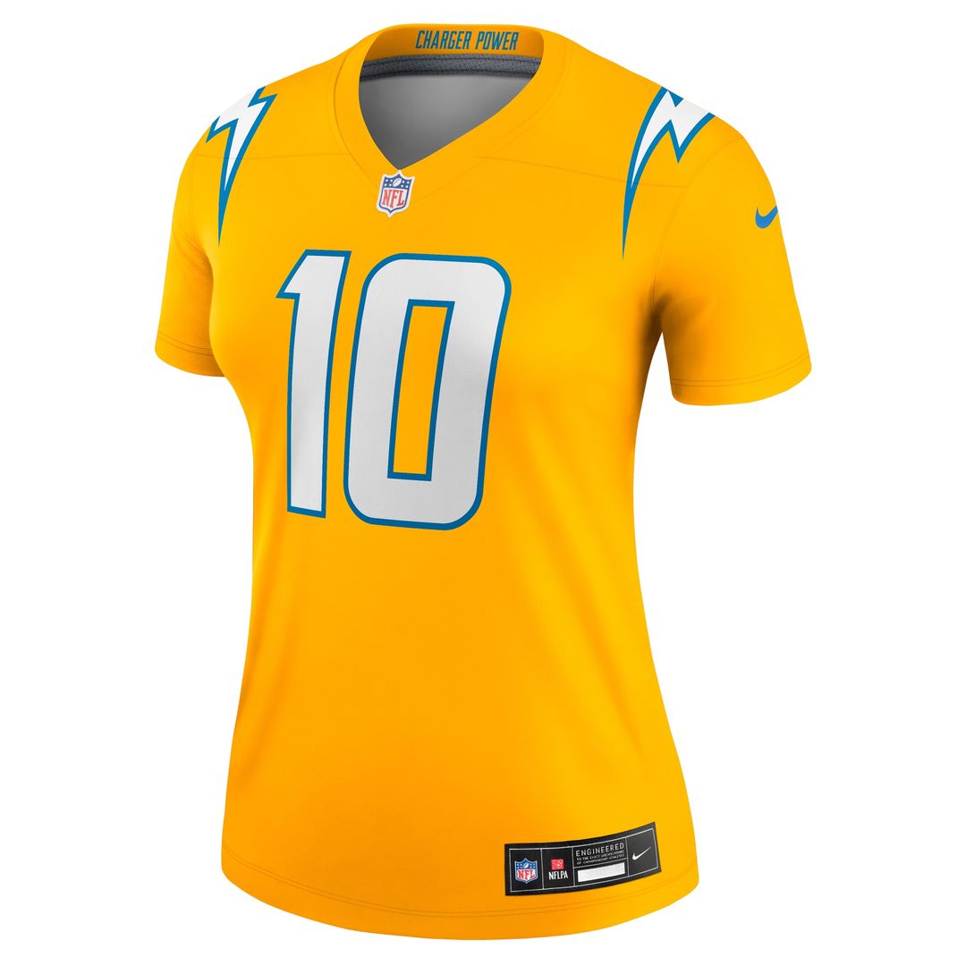 Justin Herbert Los Angeles Chargers Nike Women's Alternate Super Chargers Legend Player Performance Top - Navy