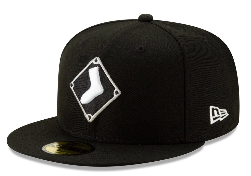 Chicago White Sox New Era Diamond Alternate Logo 59FIFTY Fitted Hat - Black Official Team Hat Sports Fan Cap Official NFL Team Hat Football Fan Cap