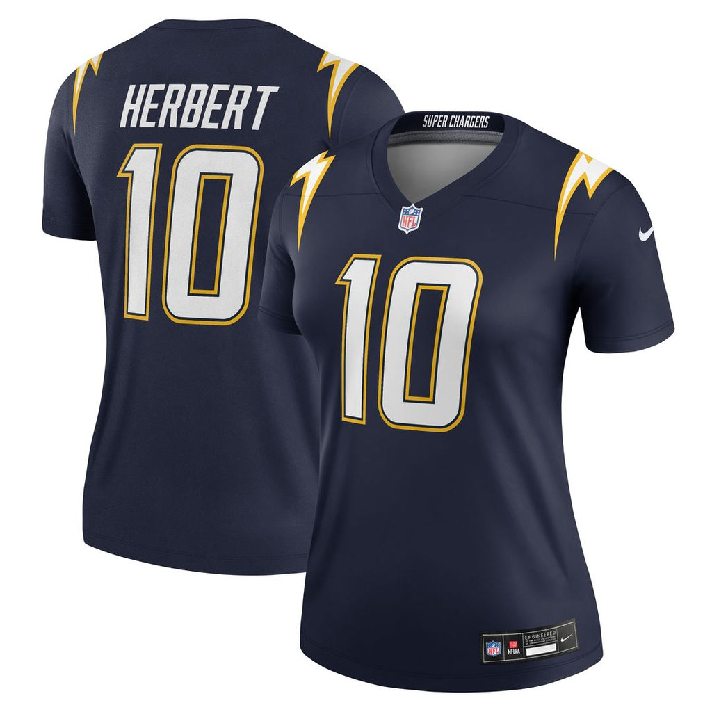 Justin Herbert Los Angeles Chargers Nike Women's Alternate Super Chargers Legend Player Performance Top - Navy
