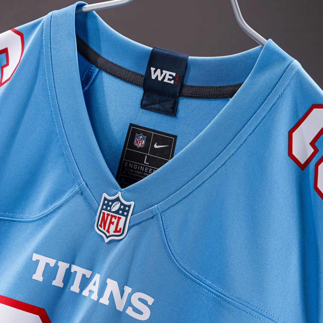 Keldric Faulk Tennessee Titans Nike 2026 NFL Draft First Round Pick No.31 Game Jersey - Light Blue