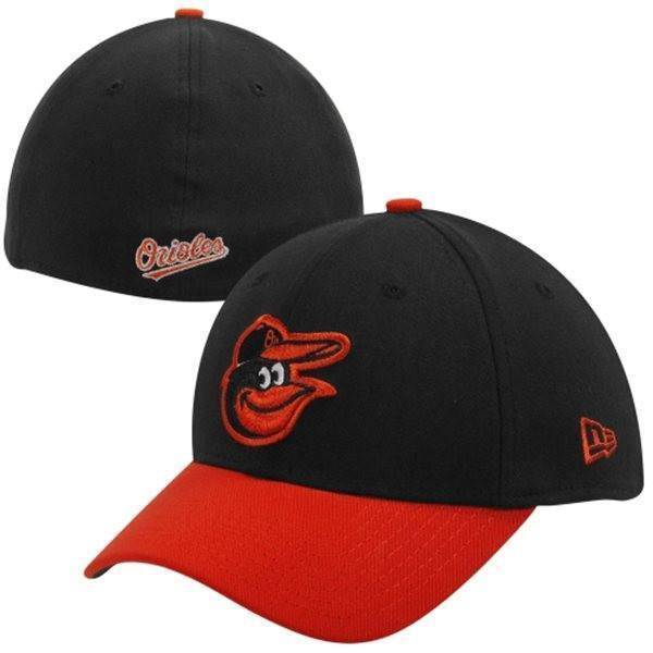 New Era Baltimore Orioles Black Orange Team Classic Road 39THIRTY Flex Cap Official Team Hat Sports Fan Cap Official NFL Team Hat Football Fan Cap