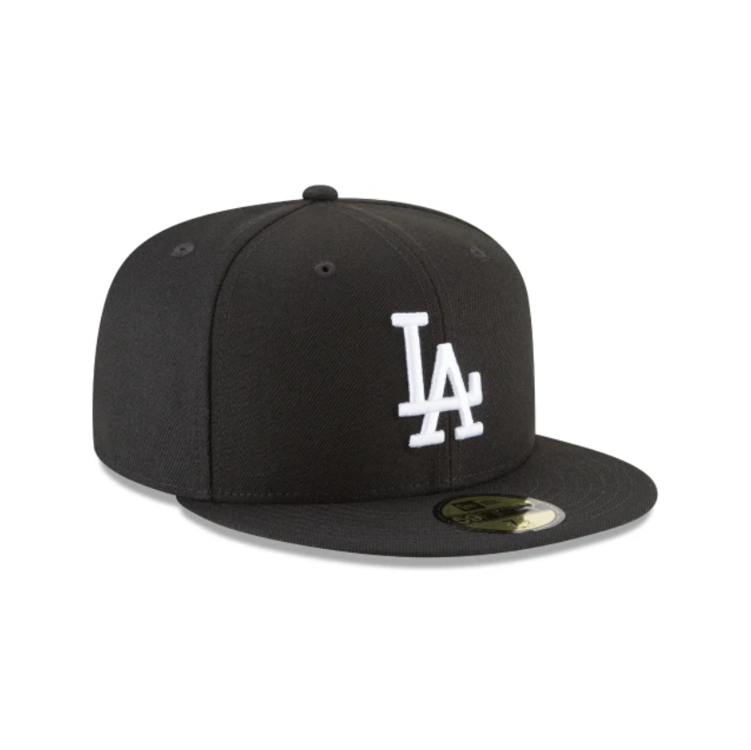 Los Angeles Dodgers MLB Basic 59FIFTY Fitted New Era Black White Official Team Hat Sports Fan Cap Official NFL Team Hat Football Fan Cap