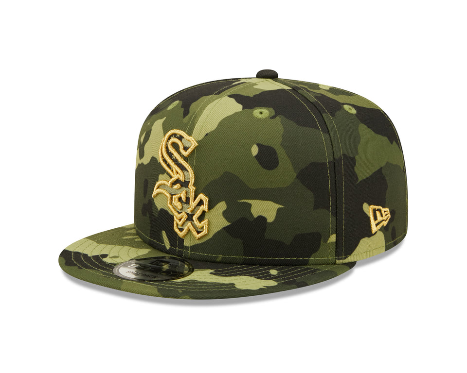 Men s Chicago White Sox New Era 2022 Armed Forces Day Camo 9FIFTY Snapback Adjustable Hat Official Team Hat Sports Fan Cap Official NFL Team Hat