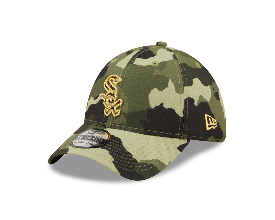 Men s Chicago White Sox New Era Camo 2022 Armed Forces Day 39THIRTY Flex Hat Official Team Hat Sports Fan Cap Official NFL Team Hat Football Fan Cap