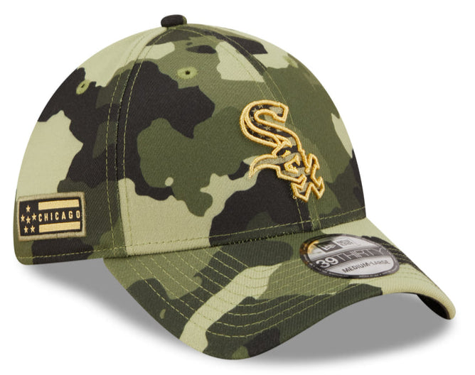 Men s Chicago White Sox New Era Camo 2022 Armed Forces Day 39THIRTY Flex Hat Official Team Hat Sports Fan Cap Official NFL Team Hat Football Fan Cap