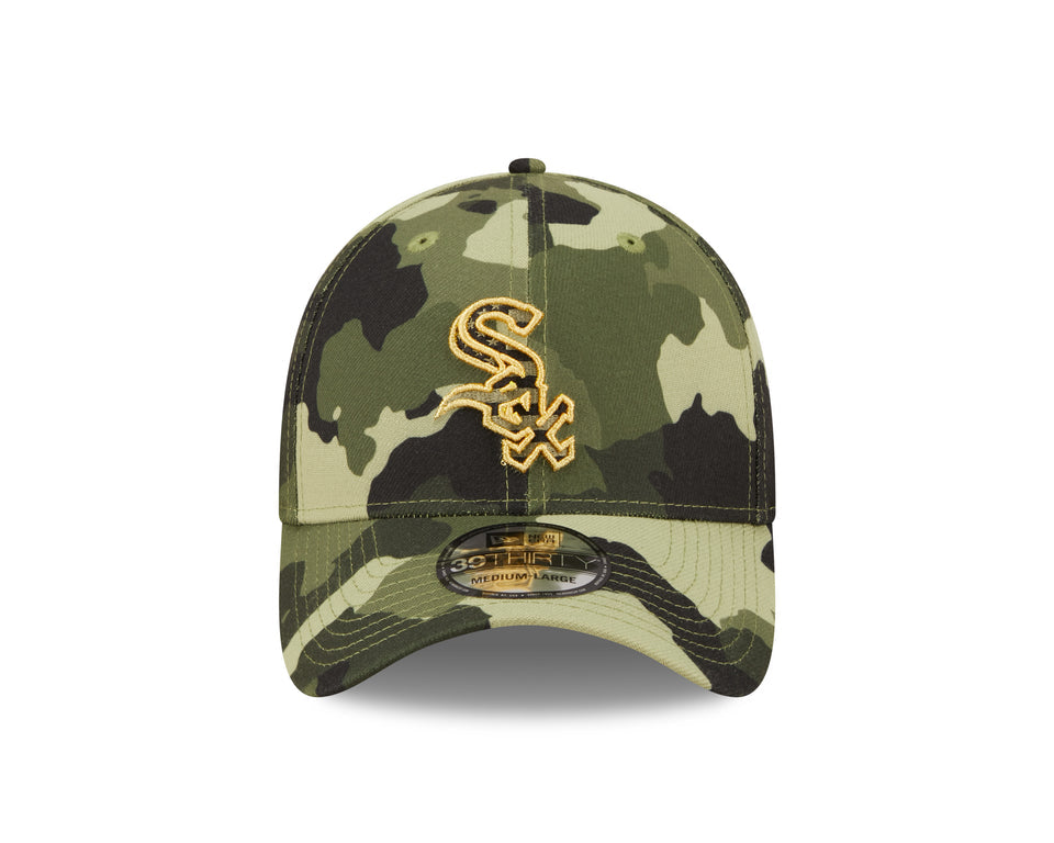 Men s Chicago White Sox New Era Camo 2022 Armed Forces Day 39THIRTY Flex Hat Official Team Hat Sports Fan Cap Official NFL Team Hat Football Fan Cap