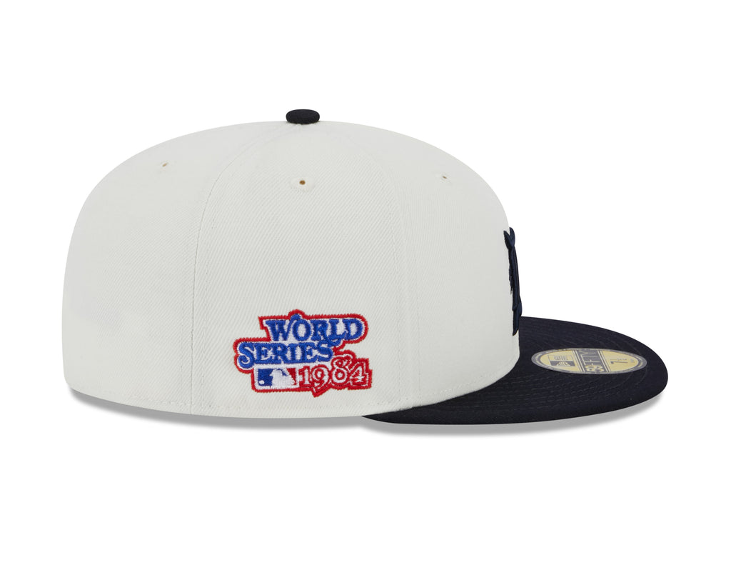 Detroit Tigers 1984 World Series Cream Navy New Era Retro 59FIFTY Fitted Hat Official Team Hat Sports Fan Cap Official NFL Team Hat Football Fan Cap