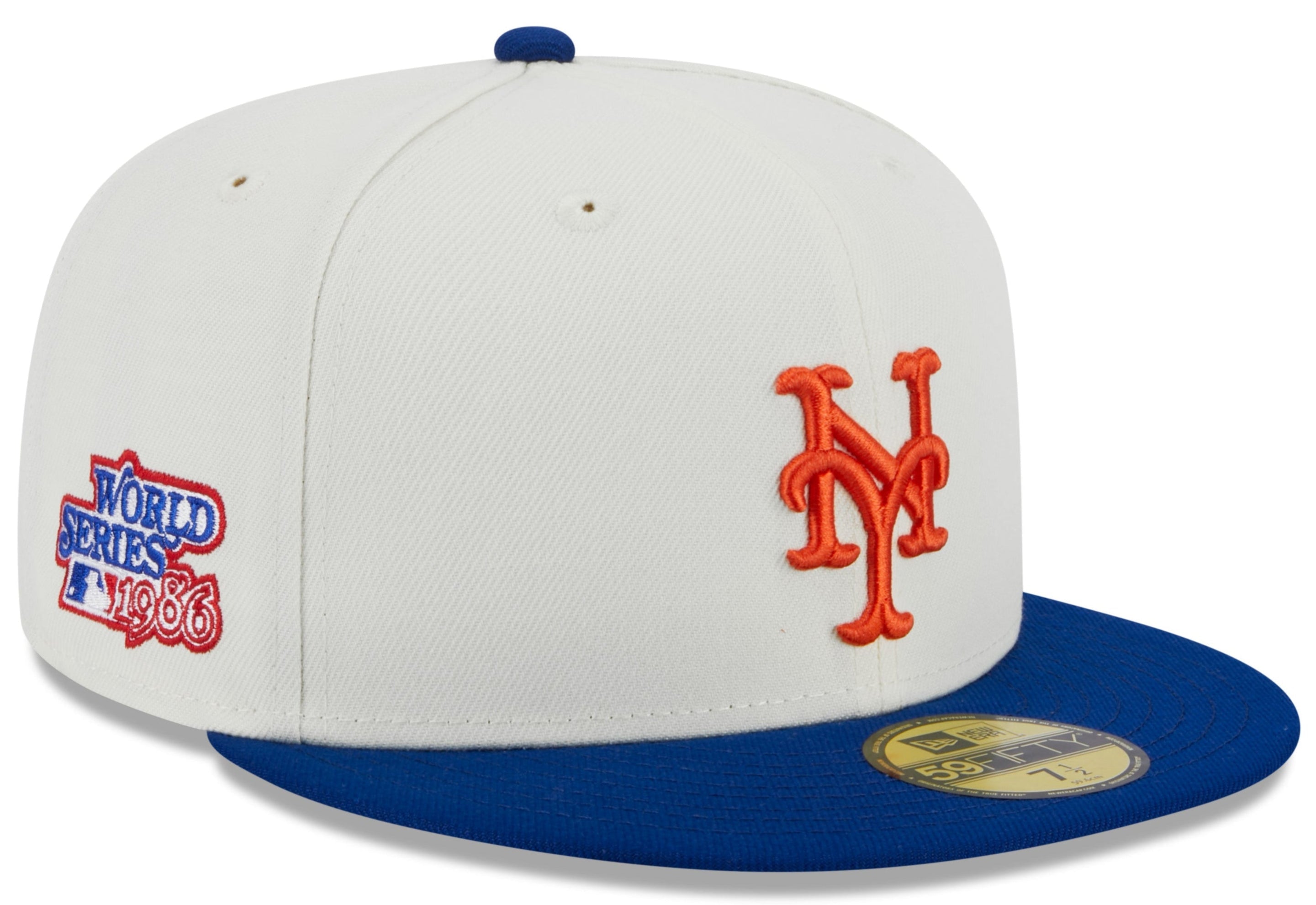 New York Mets 1982 World Series Cream Royal New Era Retro 59FIFTY Fitted Hat Official Team Hat Sports Fan Cap Official NFL Team Hat Football Fan Cap