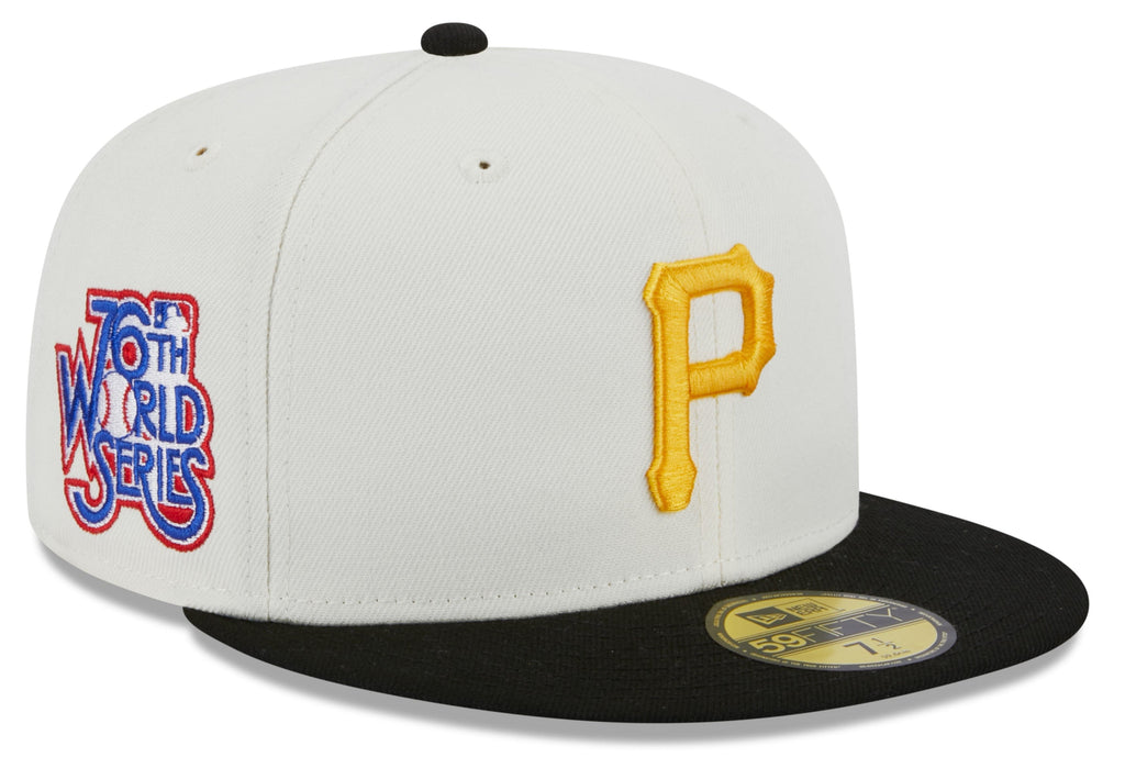 Pittsburgh Pirates 76th World Series Cream Black New Era Retro 59FIFTY Fitted Hat Official Team Hat Sports Fan Cap Official NFL Team Hat Football Fan