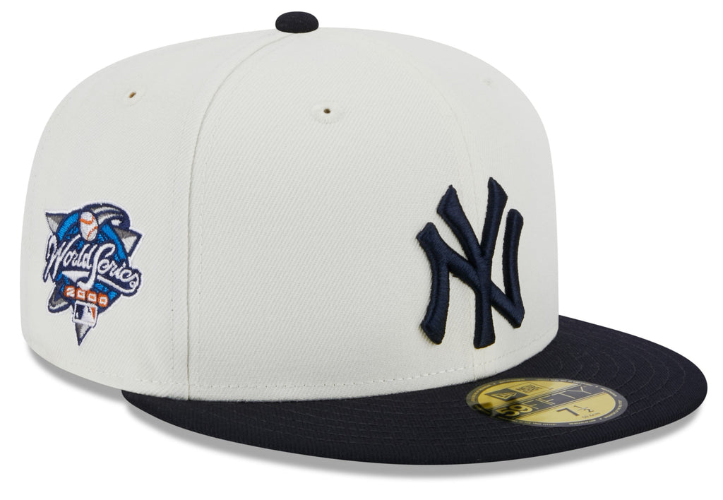 New York Yankees 2000 World Series Cream Navy New Era Retro 59FIFTY Fitted Hat Official Team Hat Sports Fan Cap Official NFL Team Hat Football Fan Cap