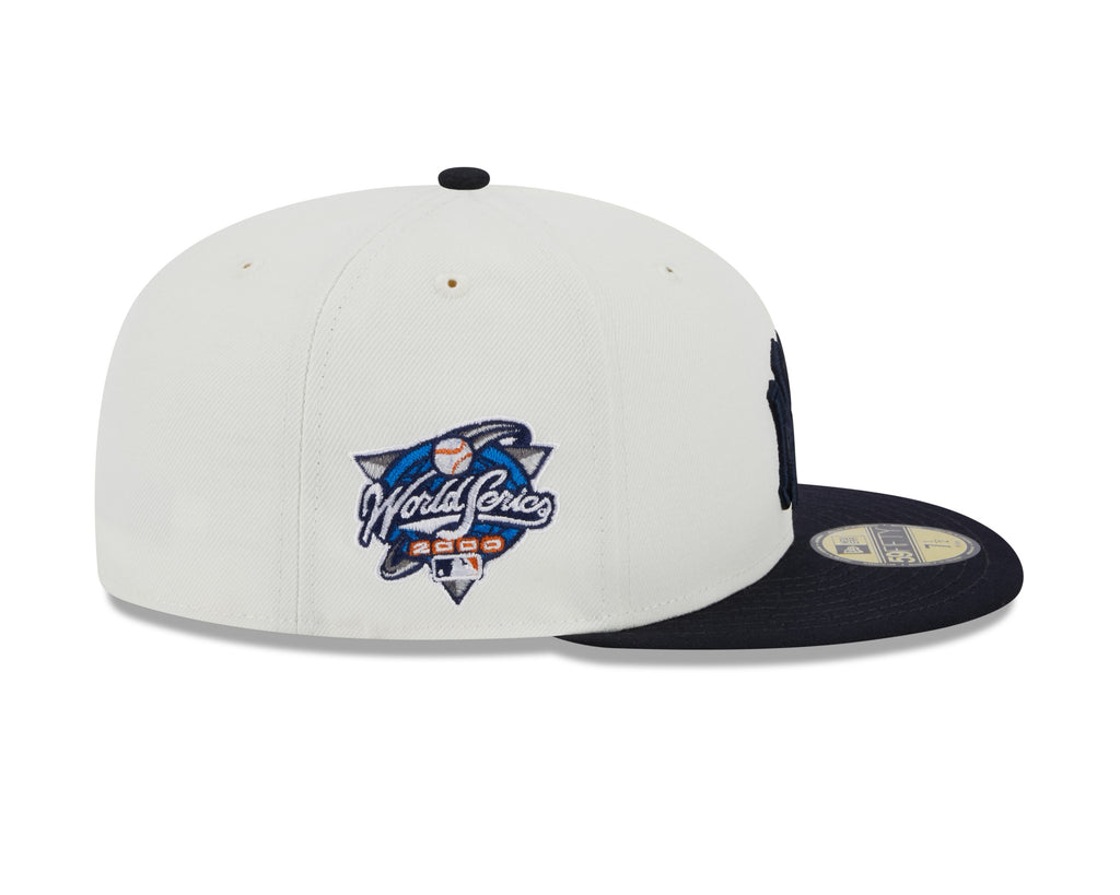 New York Yankees 2000 World Series Cream Navy New Era Retro 59FIFTY Fitted Hat Official Team Hat Sports Fan Cap Official NFL Team Hat Football Fan Cap