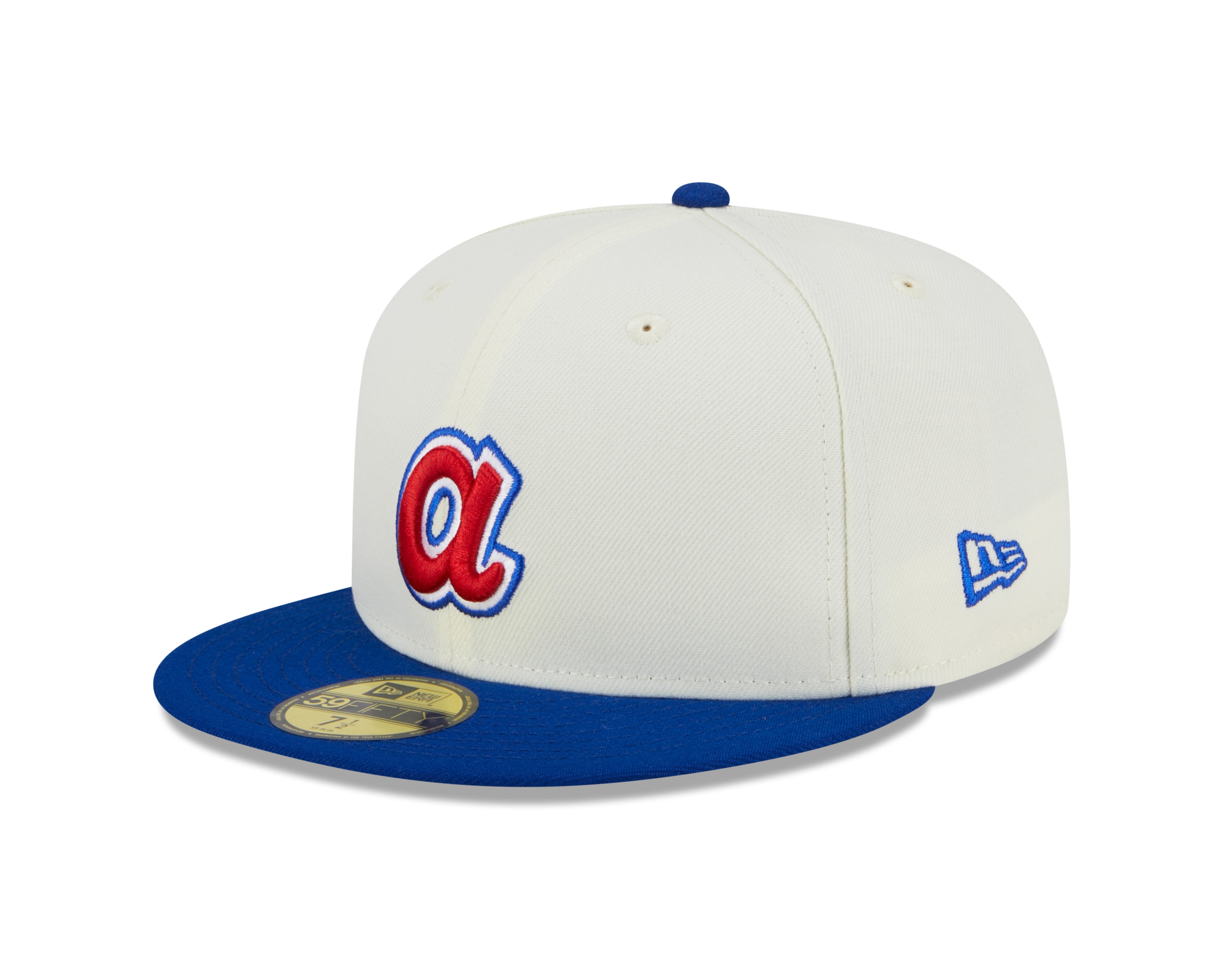 Atlanta Braves 2000 All Star Game Cream Royal New Era Retro 59FIFTY Fitted Hat Official Team Hat Sports Fan Cap Official NFL Team Hat Football Fan Cap