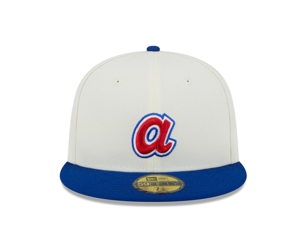 Atlanta Braves 2000 All Star Game Cream Royal New Era Retro 59FIFTY Fitted Hat Official Team Hat Sports Fan Cap Official NFL Team Hat Football Fan Cap