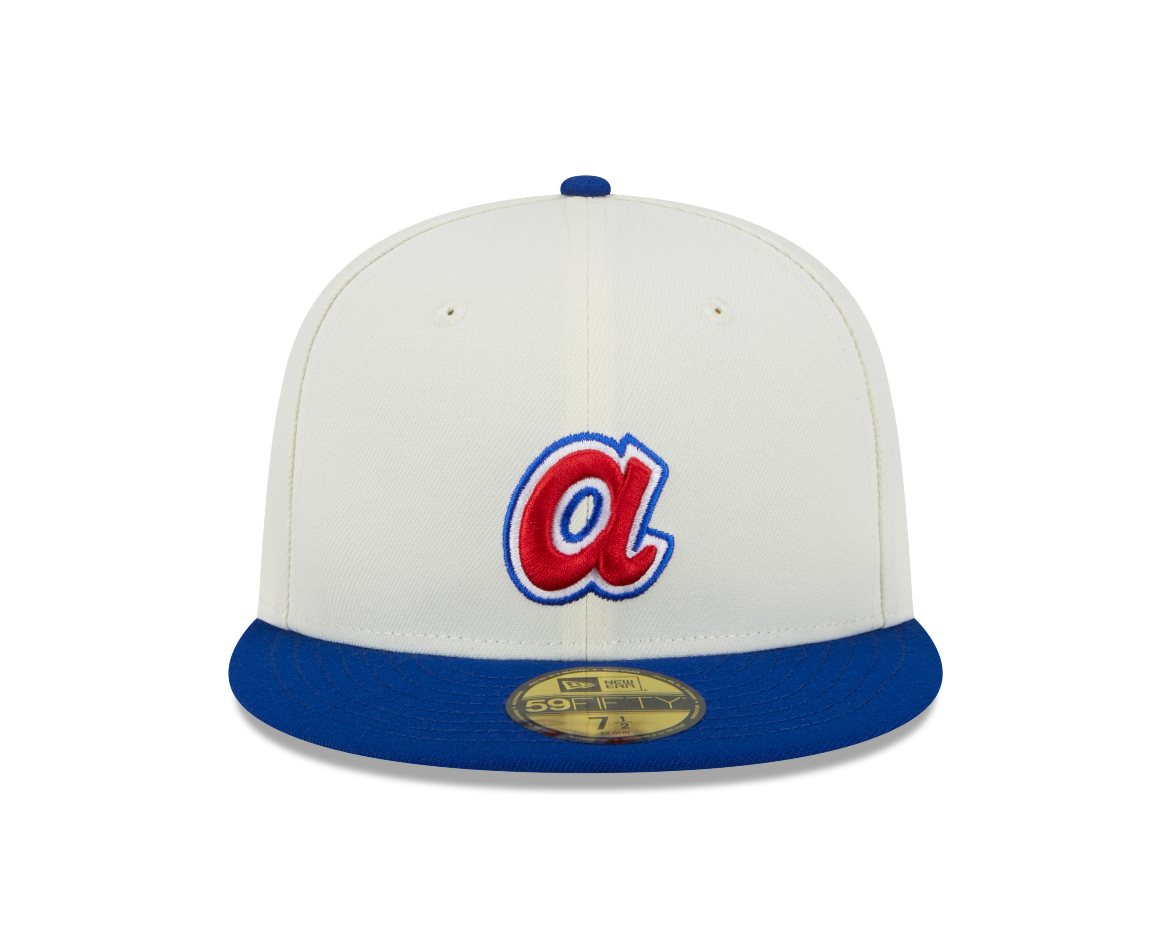 Atlanta Braves 2000 All Star Game Cream Royal New Era Retro 59FIFTY Fitted Hat Official Team Hat Sports Fan Cap Official NFL Team Hat Football Fan Cap