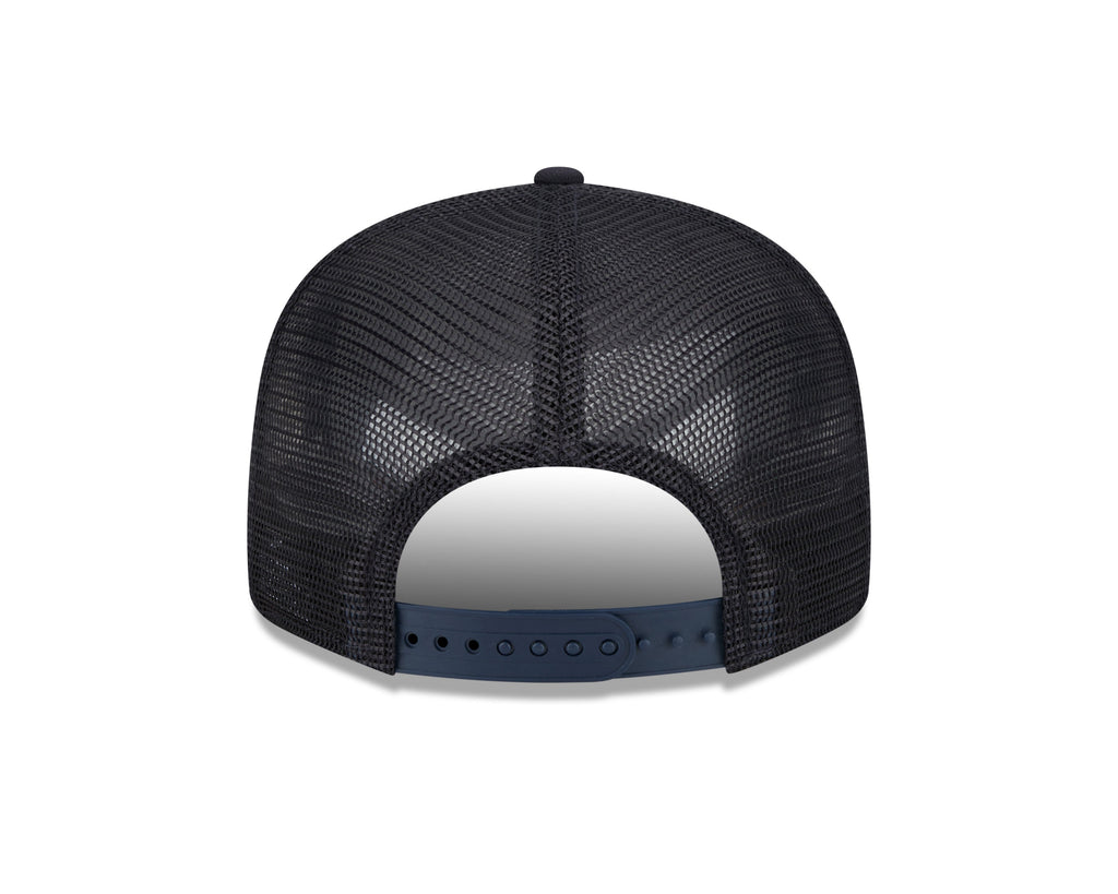 New York Yankees New Era Navy Stacked 9FIFTY Mesh Trucker Snapback Hat Official Team Hat Sports Fan Cap Official NFL Team Hat Football Fan Cap