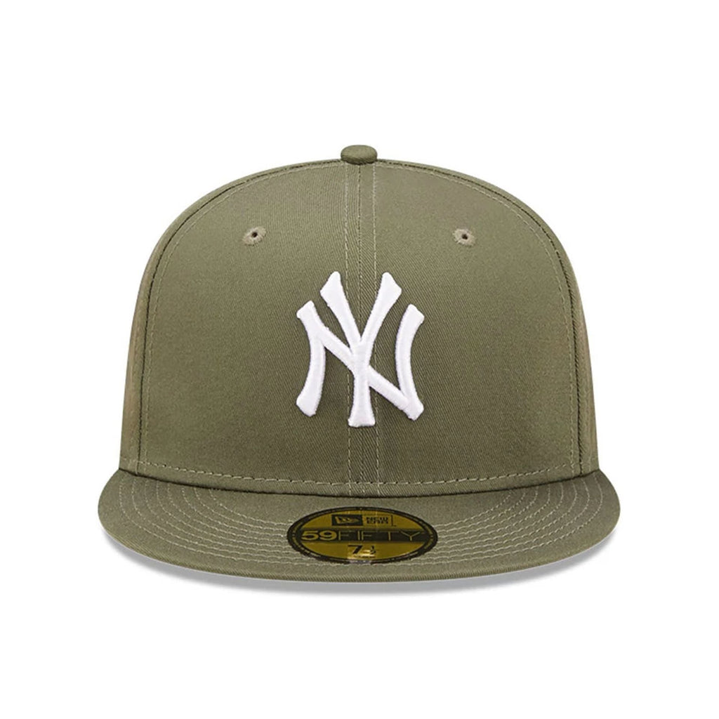 New York Yankees MLB League Essential 59FIFTY Fitted New Era Olive White Official Team Hat Sports Fan Cap Official NFL Team Hat Football Fan Cap