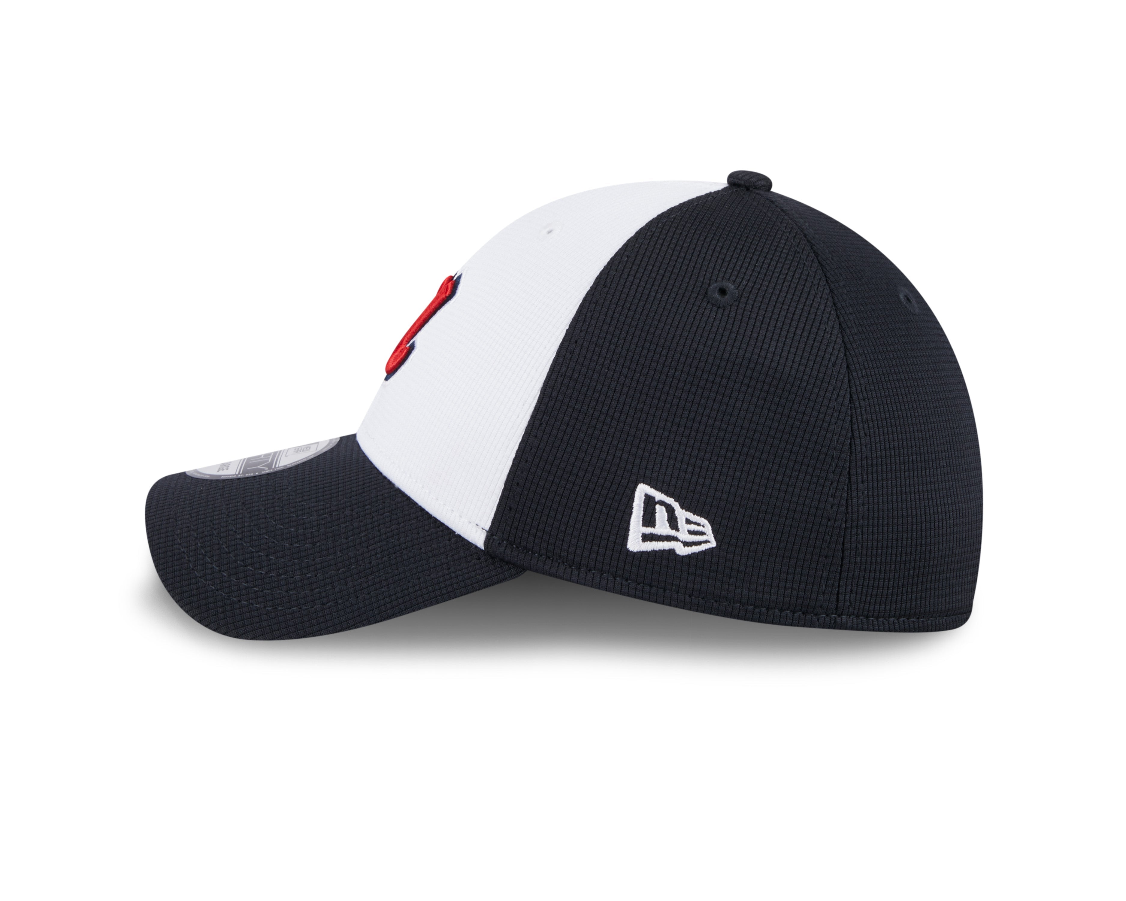 Mens New Era Atlanta Braves White Navy 2024 Batting Practice 39Thirty Flex Fit Cap Official Team Hat Sports Fan Cap Official NFL Team Hat Football