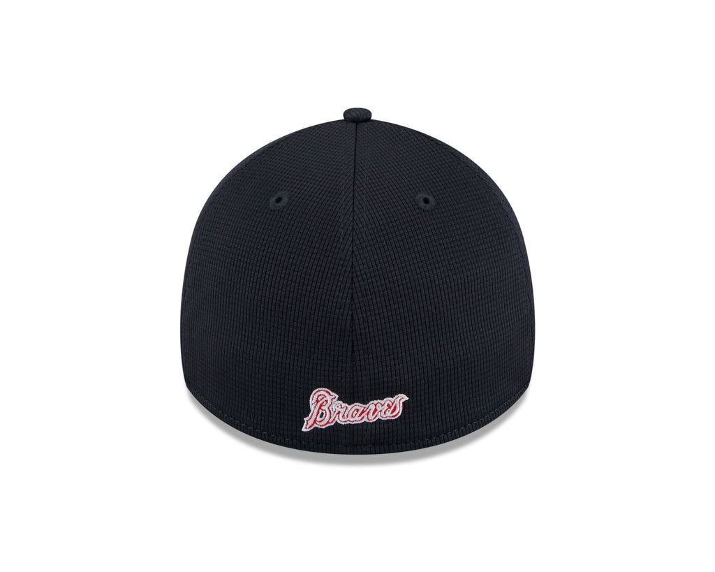 Mens New Era Atlanta Braves White Navy 2024 Batting Practice 39Thirty Flex Fit Cap Official Team Hat Sports Fan Cap Official NFL Team Hat Football