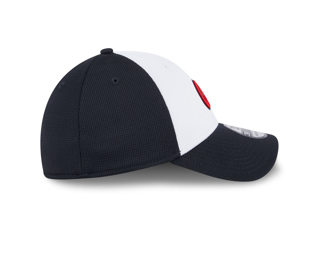 Mens New Era Atlanta Braves White Navy 2024 Batting Practice 39Thirty Flex Fit Cap Official Team Hat Sports Fan Cap Official NFL Team Hat Football