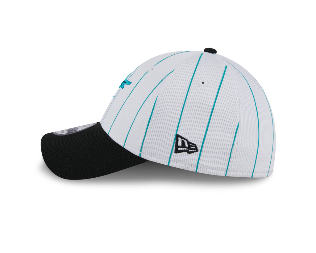 Men s Miami Marlins New Era 2024 Batting Practice White Black 39THIRTY Flex-Fit Hat Official Team Hat Sports Fan Cap Official NFL Team Hat Football