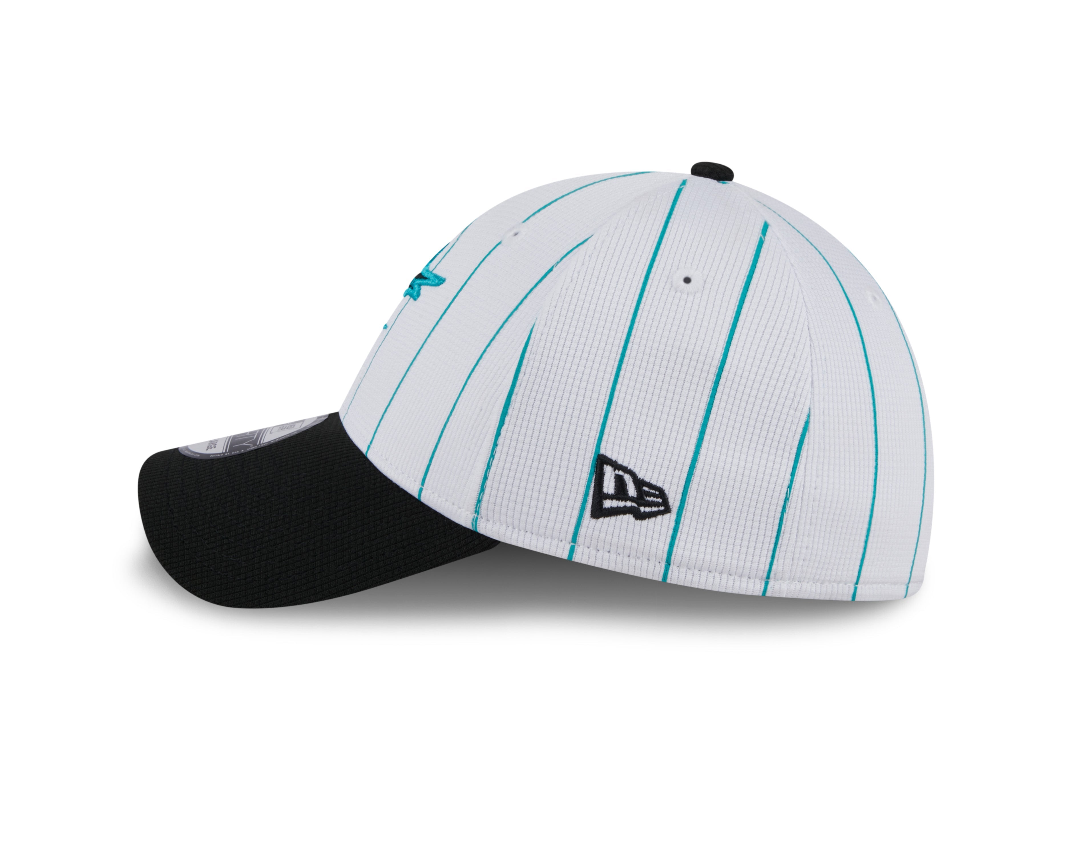 Men s Miami Marlins New Era 2024 Batting Practice White Black 39THIRTY Flex-Fit Hat Official Team Hat Sports Fan Cap Official NFL Team Hat Football