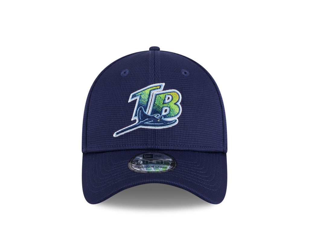 Men s Tampa Bay Rays New Era 2024 Batting Practice Navy 39THIRTY Flex-Fit Hat Official Team Hat Sports Fan Cap Official NFL Team Hat Football Fan Cap