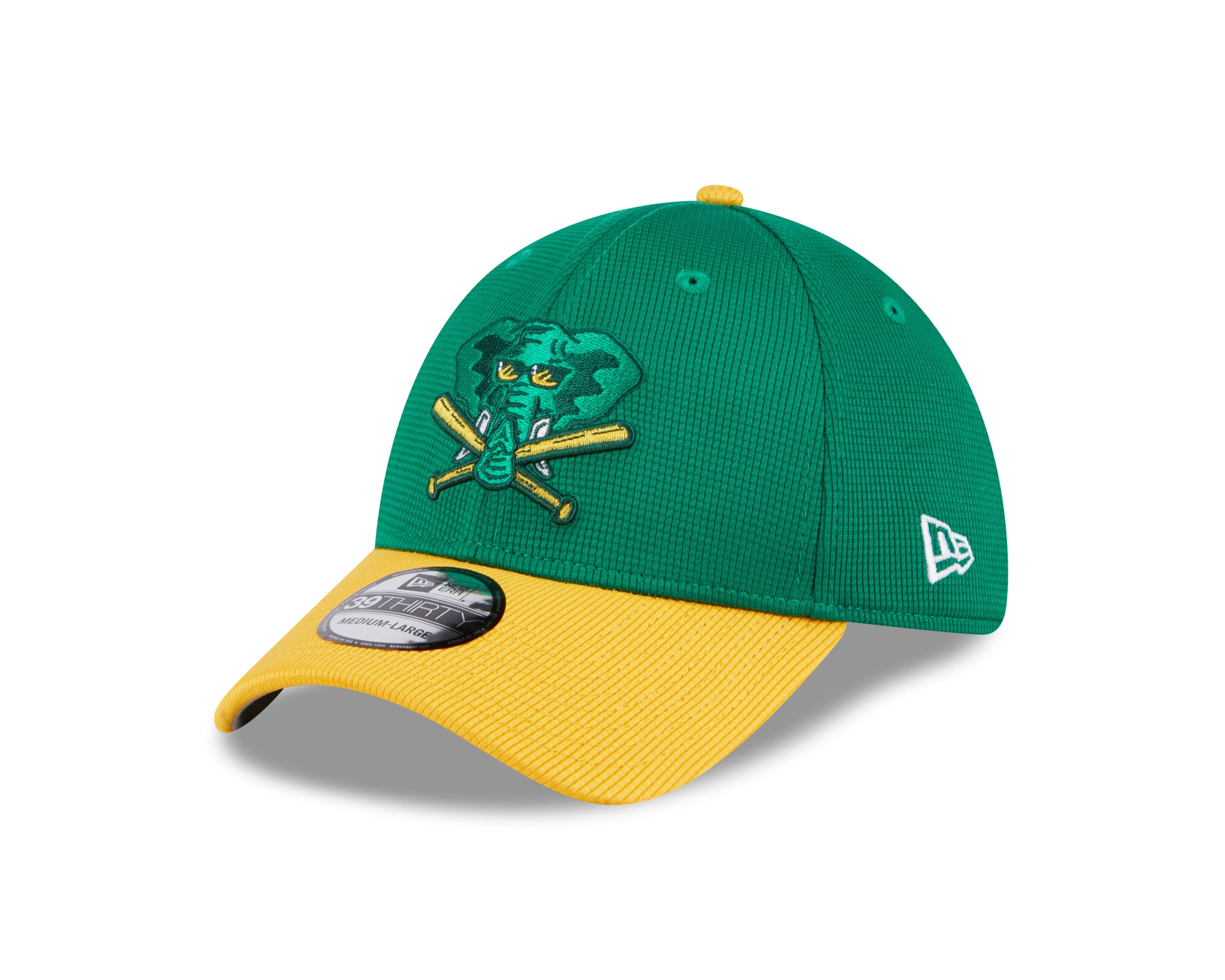Men s Oakland Athletics New Era 2024 Batting Practice Green Yellow 39THIRTY Flex-Fit Hat Official Team Hat Sports Fan Cap Official NFL Team Hat