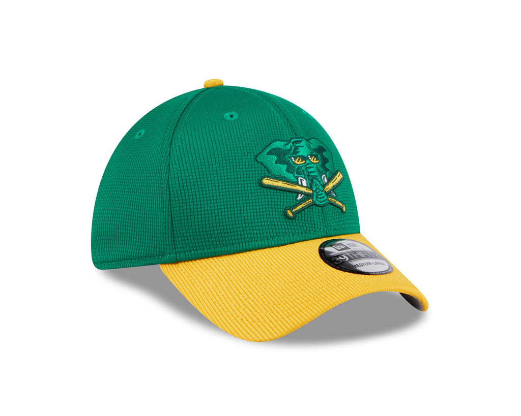 Men s Oakland Athletics New Era 2024 Batting Practice Green Yellow 39THIRTY Flex-Fit Hat Official Team Hat Sports Fan Cap Official NFL Team Hat