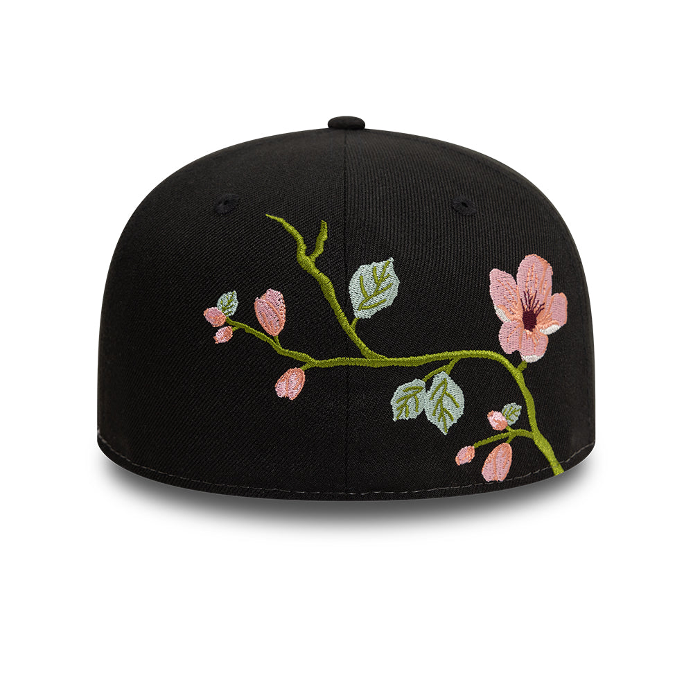 Branded New Era MLB Floral 59Fifty New Era Black White Official Team Hat Sports Fan Cap Official NFL Team Hat Football Fan Cap
