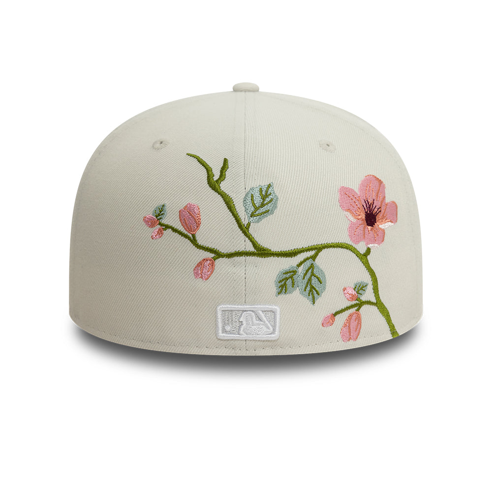New York Yankees MLB Floral 59Fifty New Era Cream White Official Team Hat Sports Fan Cap Official NFL Team Hat Football Fan Cap