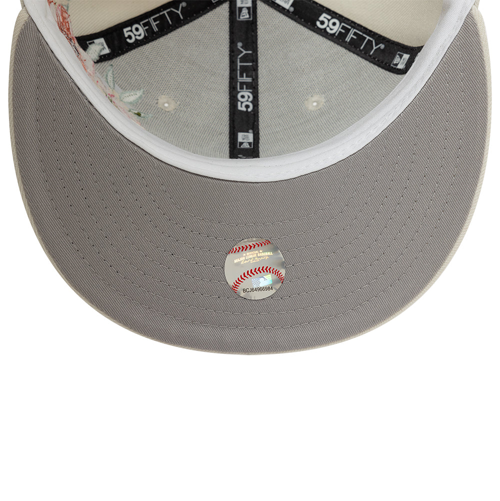 New York Yankees MLB Floral 59Fifty New Era Cream White Official Team Hat Sports Fan Cap Official NFL Team Hat Football Fan Cap