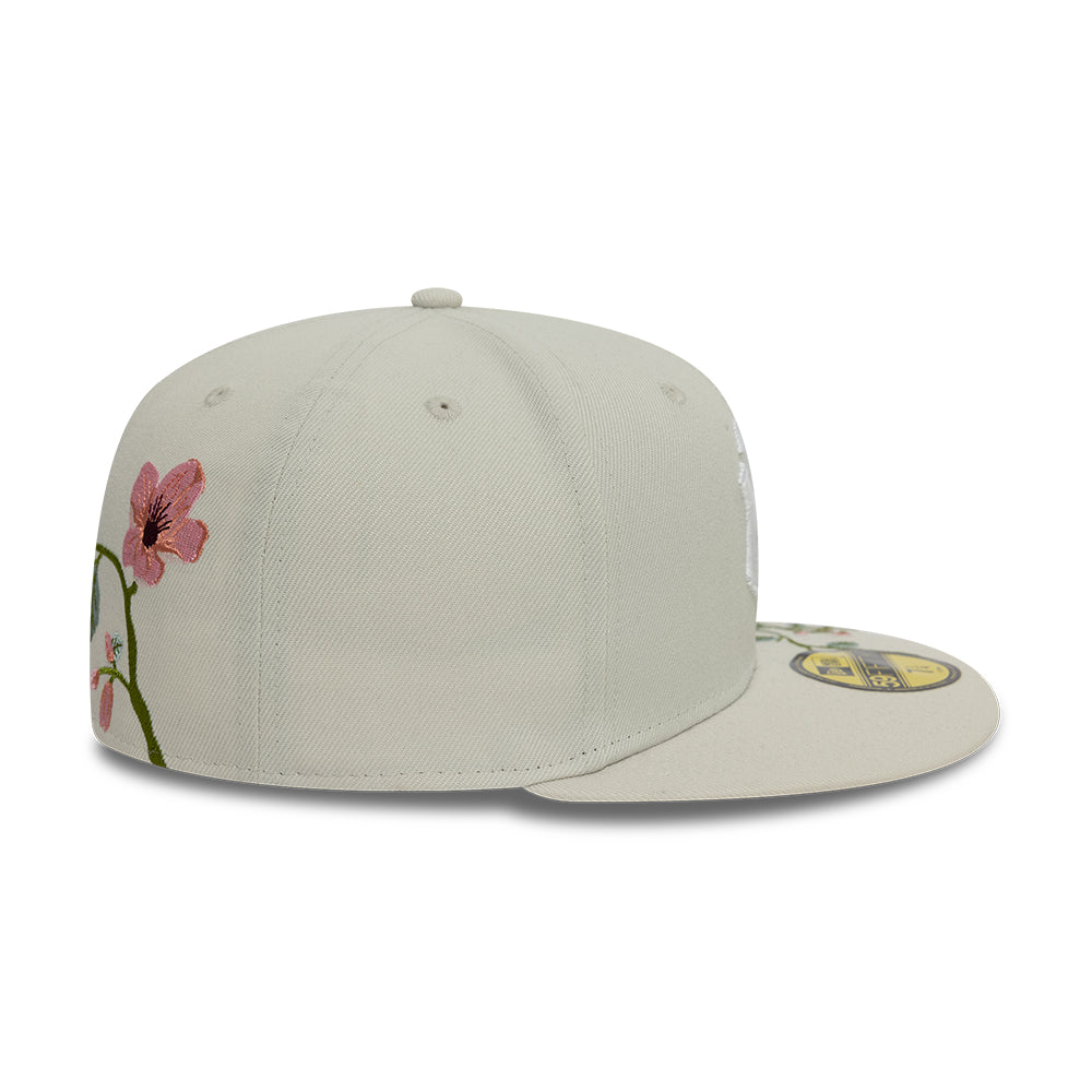 New York Yankees MLB Floral 59Fifty New Era Cream White Official Team Hat Sports Fan Cap Official NFL Team Hat Football Fan Cap