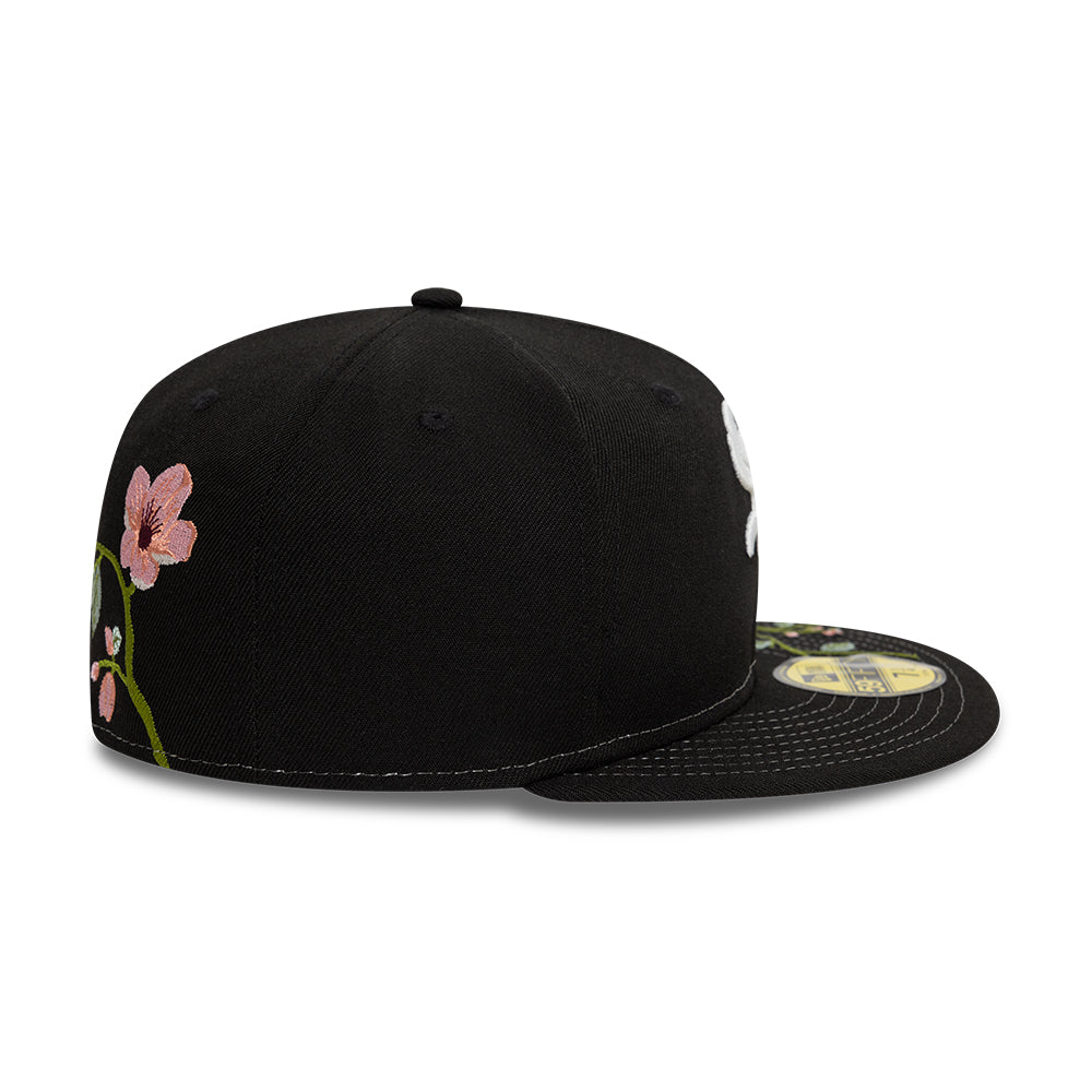 Chicago White Sox MLB Floral 59Fifty New Era Black White Official Team Hat Sports Fan Cap Official NFL Team Hat Football Fan Cap