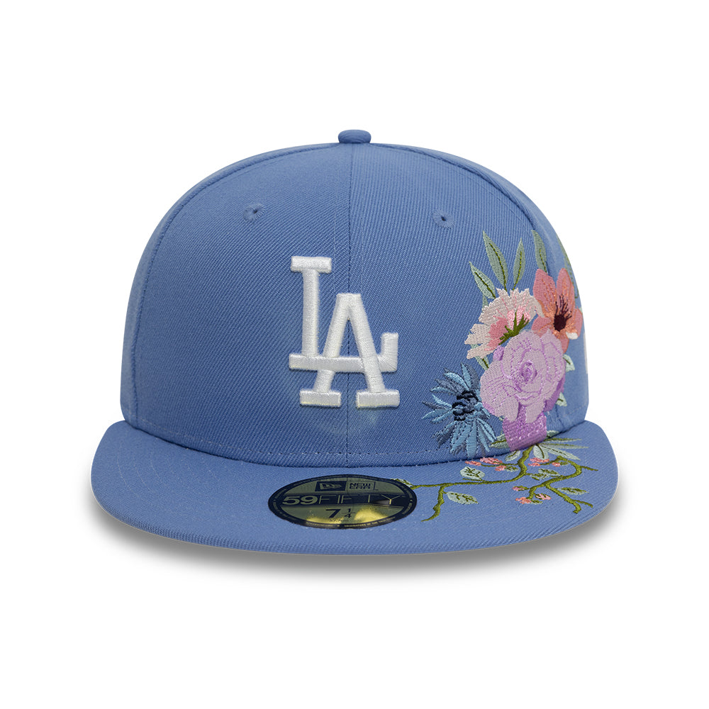 Los Angeles Dodger MLB Floral 59Fifty New Era Light Blue White Official Team Hat Sports Fan Cap Official NFL Team Hat Football Fan Cap