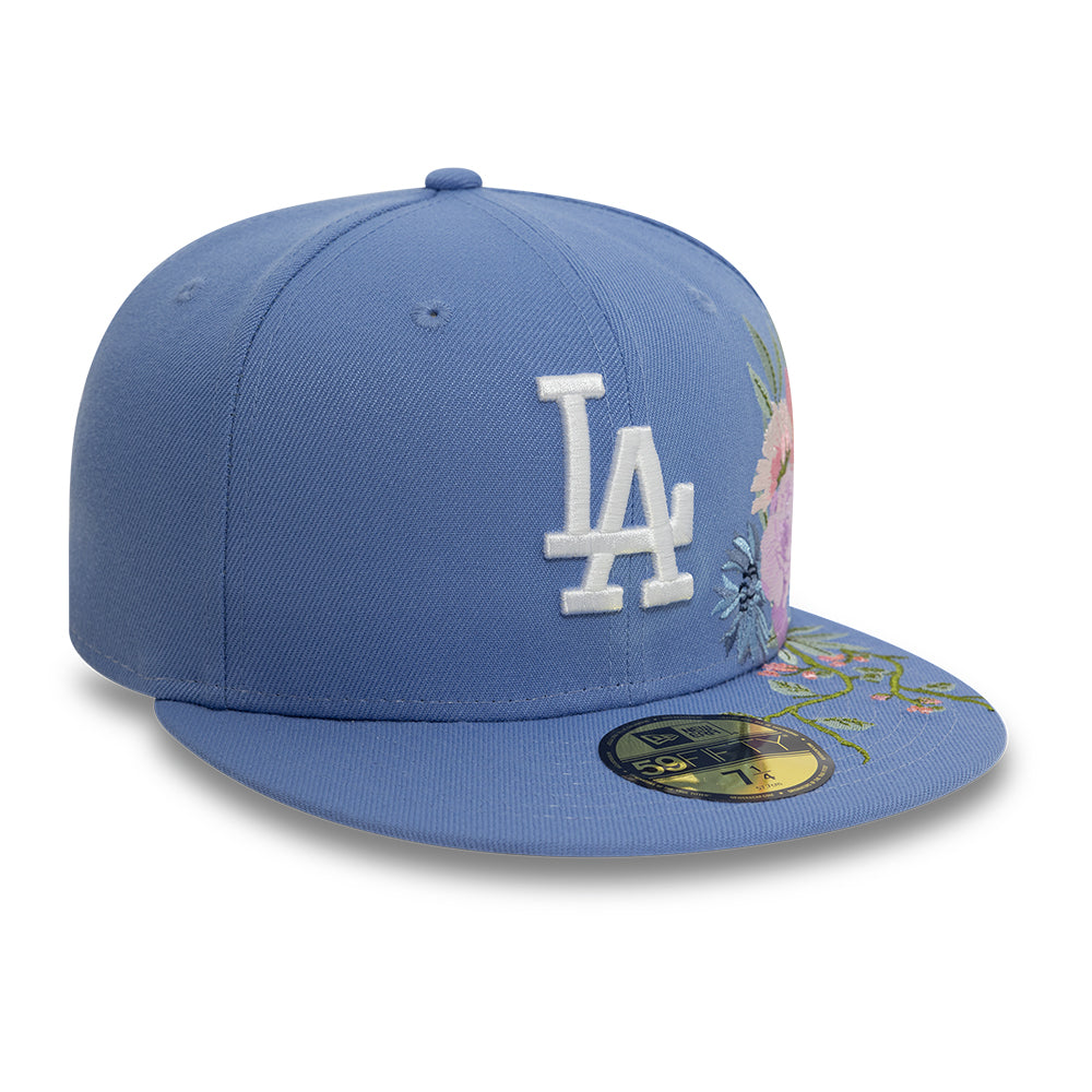 Los Angeles Dodger MLB Floral 59Fifty New Era Light Blue White Official Team Hat Sports Fan Cap Official NFL Team Hat Football Fan Cap