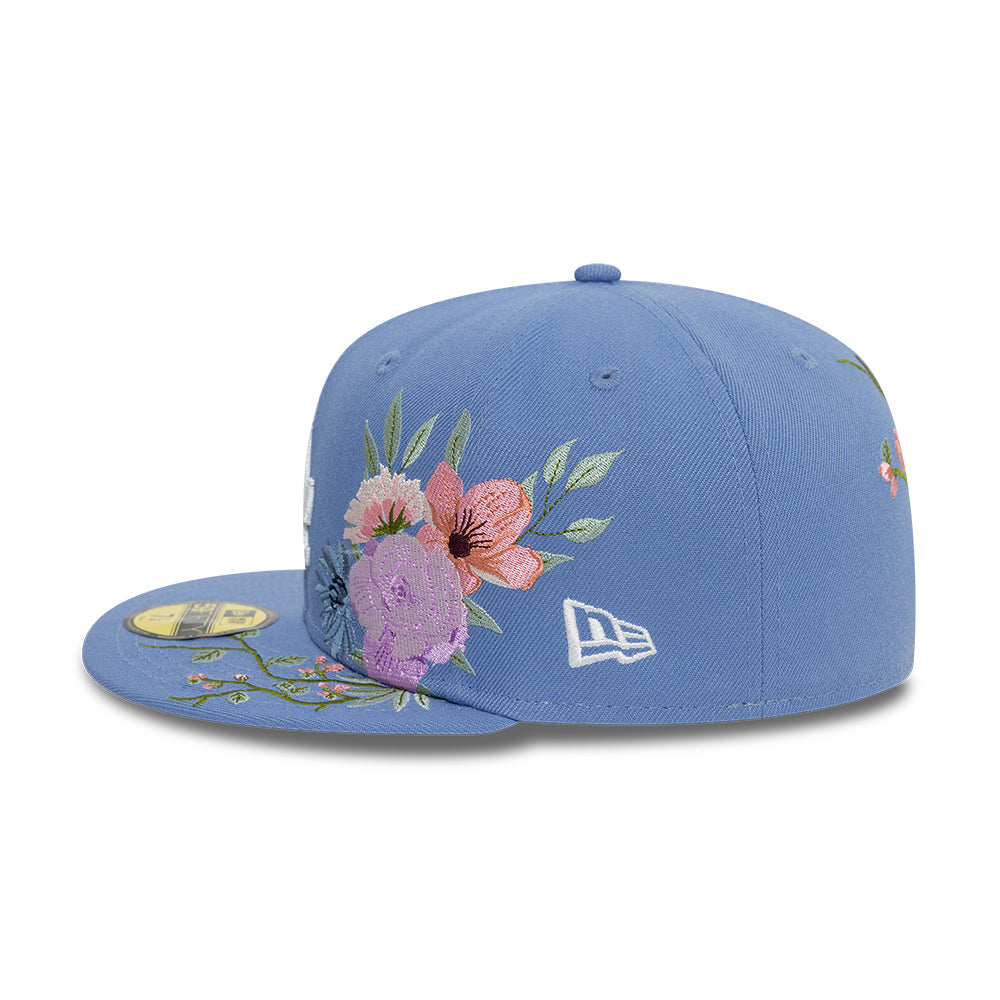 Los Angeles Dodger MLB Floral 59Fifty New Era Light Blue White Official Team Hat Sports Fan Cap Official NFL Team Hat Football Fan Cap