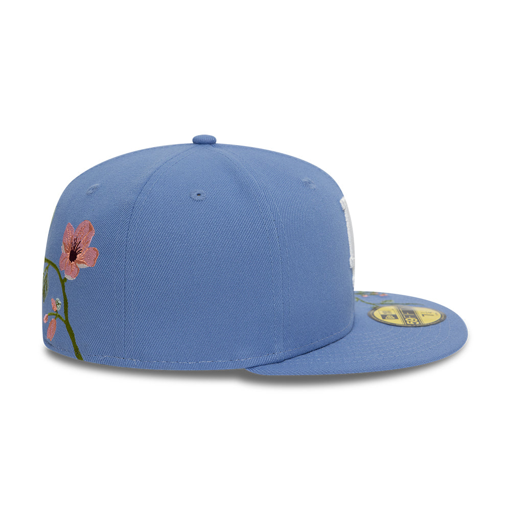 Los Angeles Dodger MLB Floral 59Fifty New Era Light Blue White Official Team Hat Sports Fan Cap Official NFL Team Hat Football Fan Cap