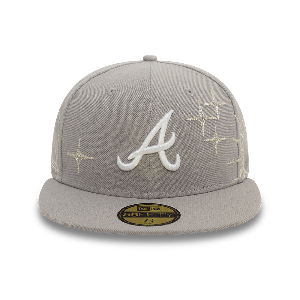 Atlanta Braves MLB Zodiac 59FIFTY Fitted New Era Grey Official Team Hat Sports Fan Cap Official NFL Team Hat Football Fan Cap