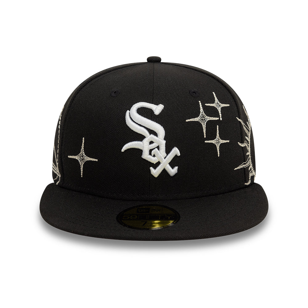 Chicago White Sox MLB Zodiac 59FIFTY Fitted New Era Black Official Team Hat Sports Fan Cap Official NFL Team Hat Football Fan Cap